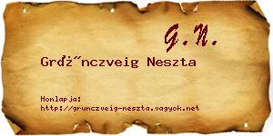 Grünczveig Neszta névjegykártya